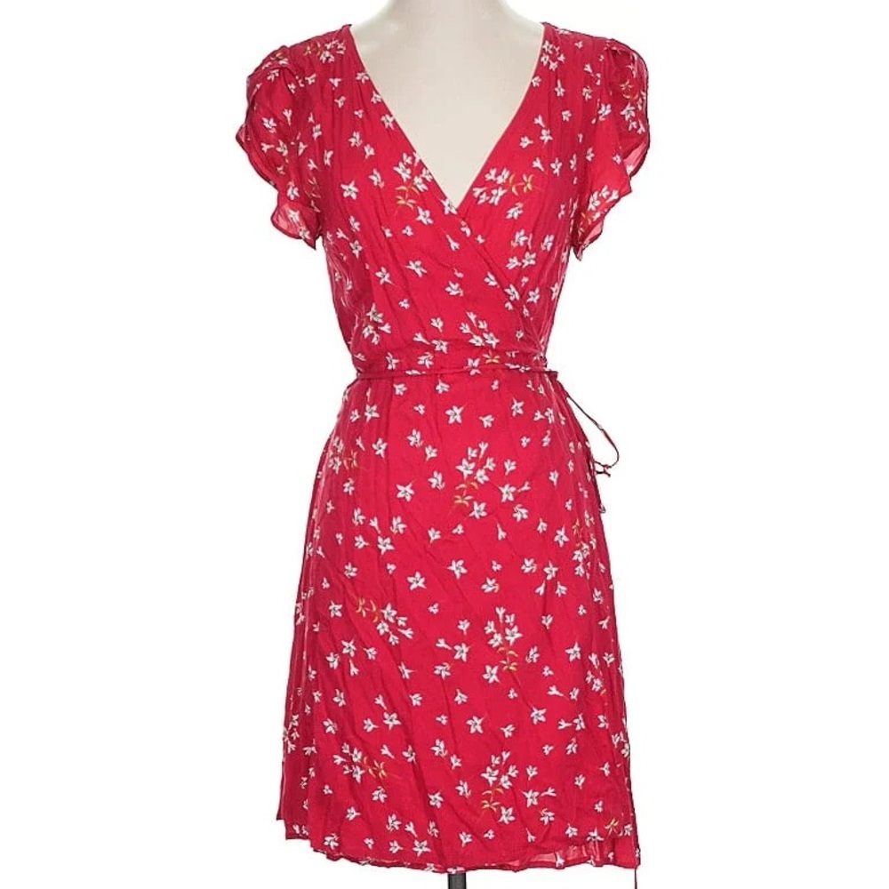 Floral Red Wrap Dress Velvet by Graham & Spencer